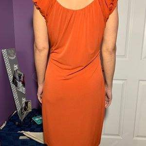Orange dress w Bunchy Sleeves
